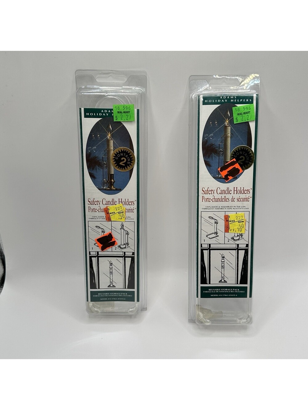 Adams Safety Candle Holder Lot Of 2 - 2 Pack Christmas Window USA Vintage